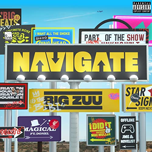 CD cover for Big Zuu’s “Navigate” featuring colorful highway signs imagery.