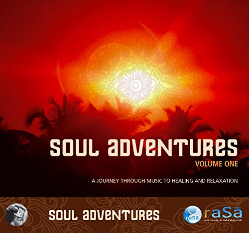 CD cover with a vibrant sunset, floral design, and text “Soul Adventures”.