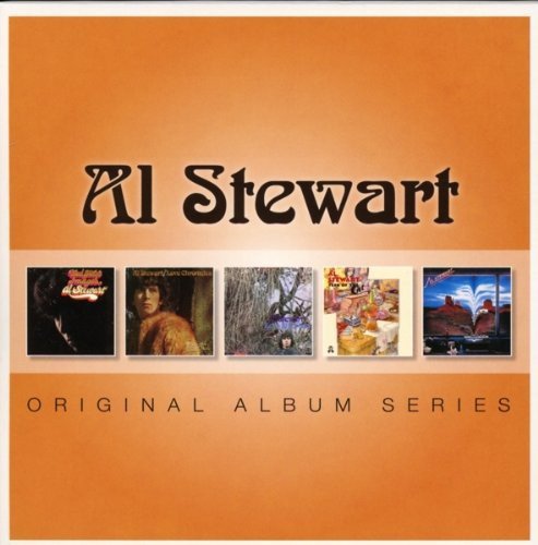 Orange album cover with "Al Stewart" and five smaller album covers below.