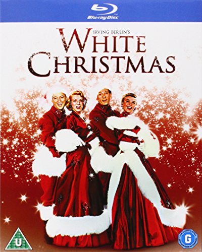 White Christmas" Blu-ray cover featuring four performers in red outfits.