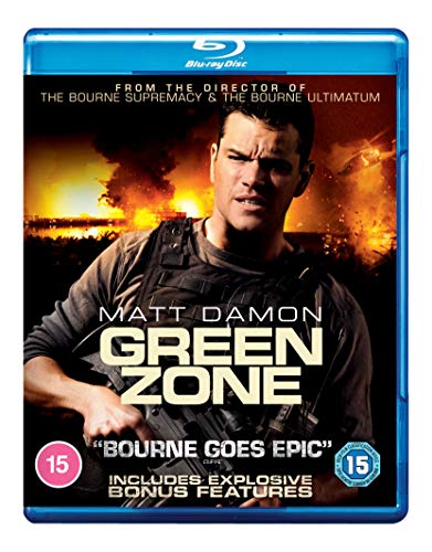 Blue-ray case with Matt Damon holding a gun, against a burning landscape background.