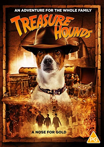 DVD cover for "Treasure Hounds" featuring a dog in a fedora.