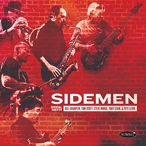 CD cover for "Sidemen" featuring musicians against a red brick wall.