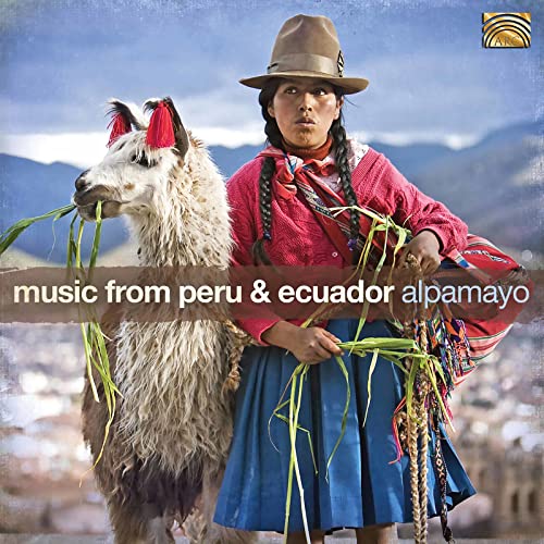 CD cover featuring a person with a llama in a mountainous landscape.