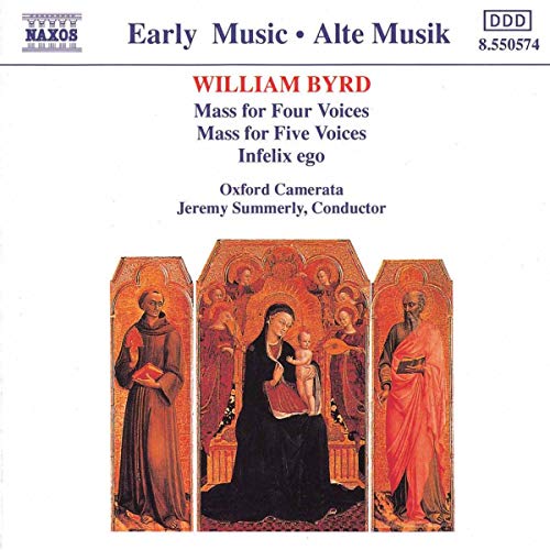 CD cover for William Byrd’s Masses, featuring Renaissance altarpiece imagery.