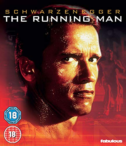 Blu-ray case for "The Running Man" featuring Arnold Schwarzenegger’s face.