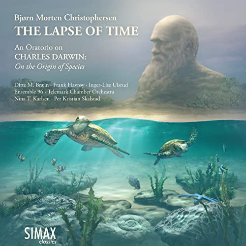 CD cover: Darwin bust, sea turtles, and underwater scene, titled "The Lapse Of Time".