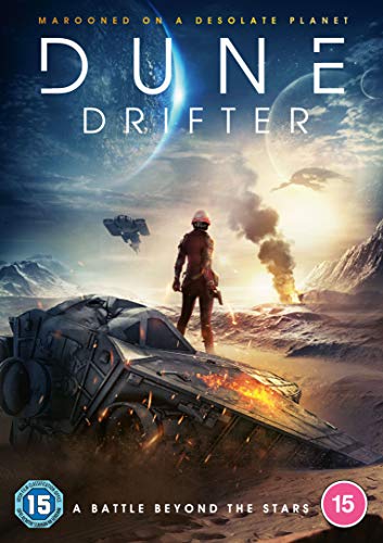 DVD cover for "Dune Drifter" featuring a lone figure on a desert planet.