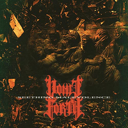 Dark album cover featuring distressed statues and the band name "Vomit Forth.