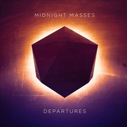 Album cover with a glowing, dark pentagon on a purple and orange background.