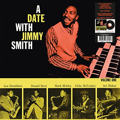 Jimmy Smith album cover: portrait of musician at an organ, with other jazz artists.