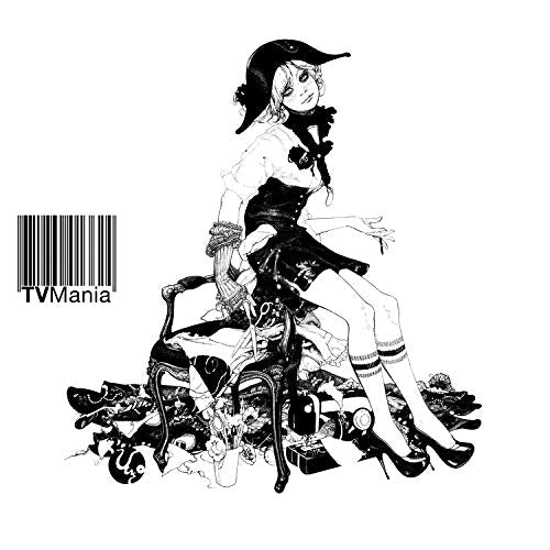Black and white illustration of a woman seated amidst clutter, barcode visible.