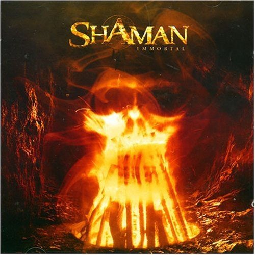 CD cover for Shaman’s “Immortal” with a fiery skull image.