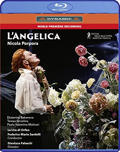 Blu-ray cover for opera "L'Angelica" featuring a singer and flowers.