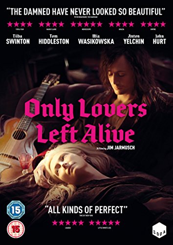 DVD cover for "Only Lovers Left Alive" with a man and woman on a bed.