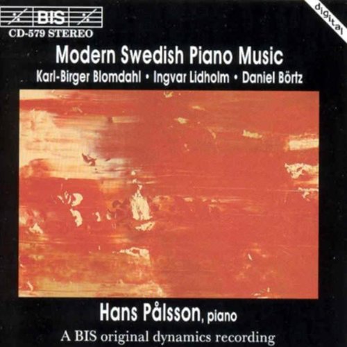 CD cover for "Modern Swedish Piano Music" featuring abstract red artwork.