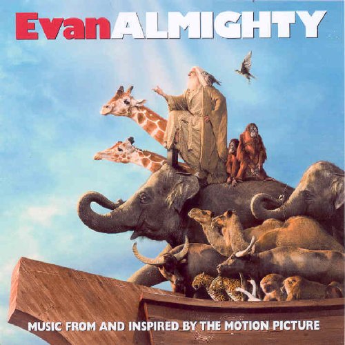 "Evan Almighty soundtrack CD cover featuring a man on an ark with animals."