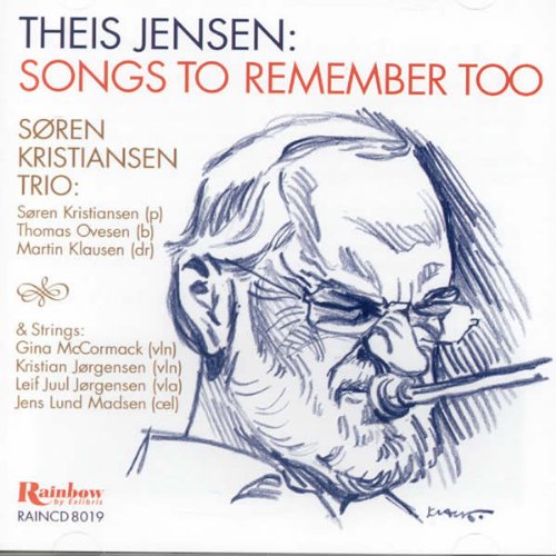 "Theis Jensen CD cover featuring a sketched man smoking a pipe, white background."