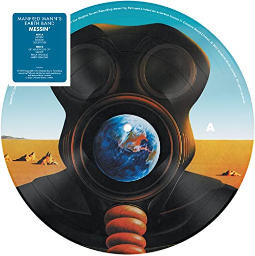 Vinyl record with Earth image and abstract landscape design, Manfred Mann’s Earth Band.