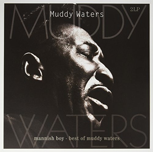 Black and white vinyl album cover featuring a close-up of Muddy Waters' profile.