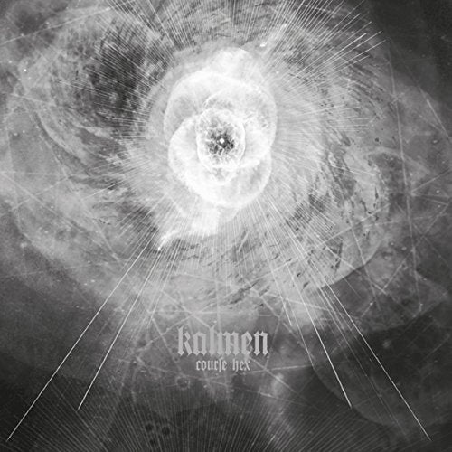 A monochrome album cover with a swirling white spiral design on a dark background.