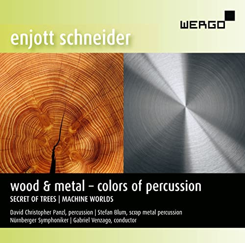 CD cover with wood grain and metal textures, title “Wood & Metal”.