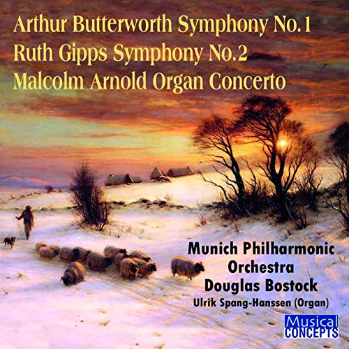 CD cover with a winter landscape, orchestra details, and composer names.