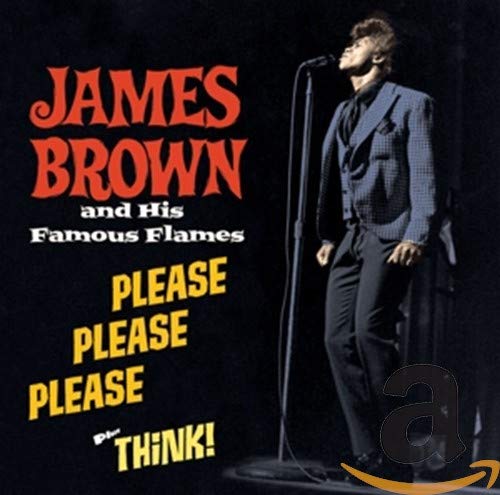 CD cover featuring James Brown performing with a microphone, red text.