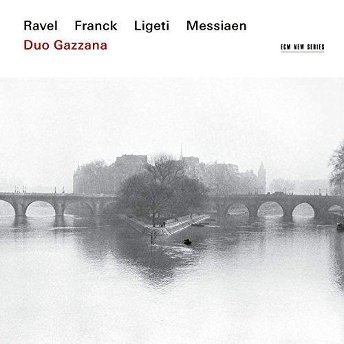 Black and white album cover with a river scene and bridge, featuring text at the top.