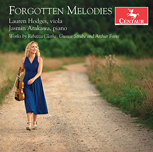 CD cover: woman with viola walking down a rural dirt path.