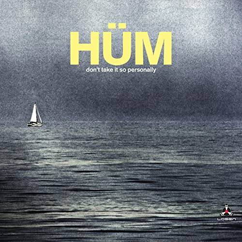 CD cover: dark seascape with a small sailboat, yellow text "HUM".