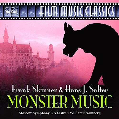 CD cover: castle silhouette, rearing horse, text “Monster Music” and composer names.