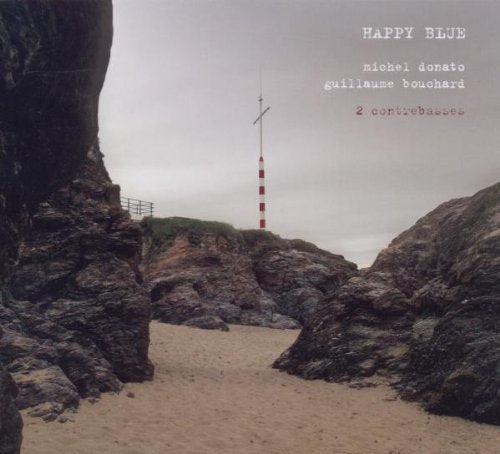 "CD cover with rocky beach scene and red and white striped lighthouse."