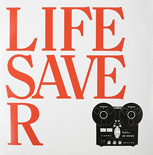 "Image of vinyl record album cover with 'LIFESAVER' text and turntable illustration on white background."
