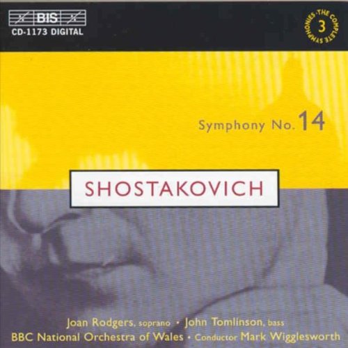 CD cover for Shostakovich's Symphony No. 14, featuring yellow and grey design.