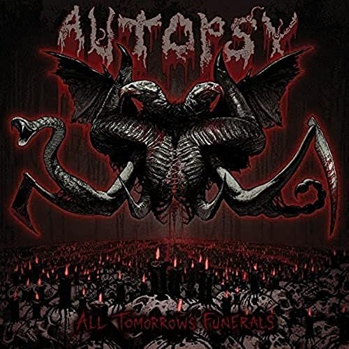 CD cover: dark, detailed illustration of demons over a graveyard.