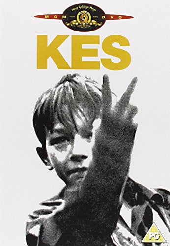 DVD cover for "Kes" featuring a young boy making a peace sign with his hand.