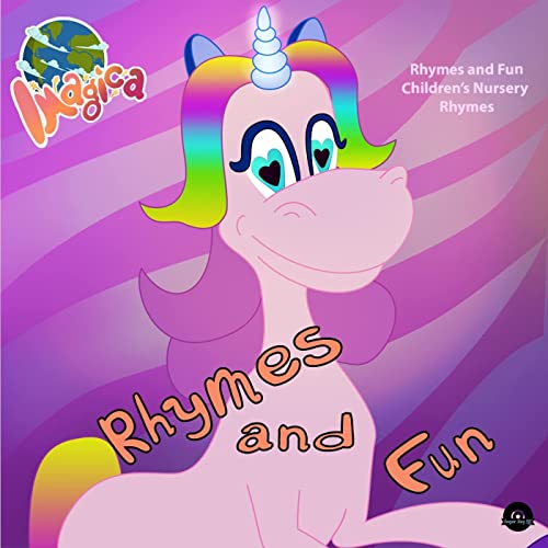 CD cover featuring a colorful cartoon unicorn and the title "Rhymes and Fun".