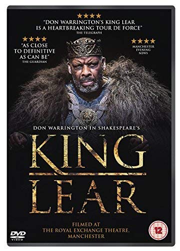 DVD cover for "King Lear" featuring a man in a crown and fur cloak.