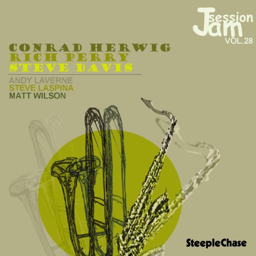 CD cover for "Jam Session, Vol. 28" featuring sketched brass instruments.