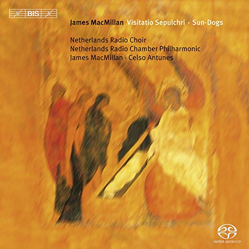 "CD cover with abstract orange artwork, featuring blurred figures and text listing performers."