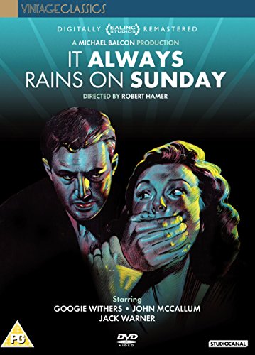 DVD cover for "It Always Rains On Sunday" featuring a man and woman.