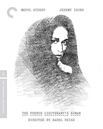 Black and white sketch of a woman, film title “The French Lieutenant’s Woman.”