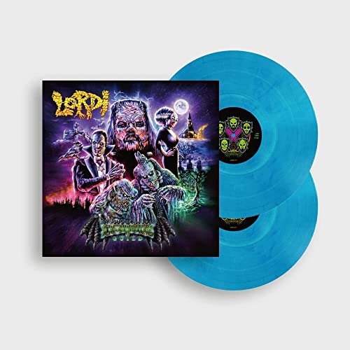 Lordi album cover with two transparent blue marbled vinyl records.