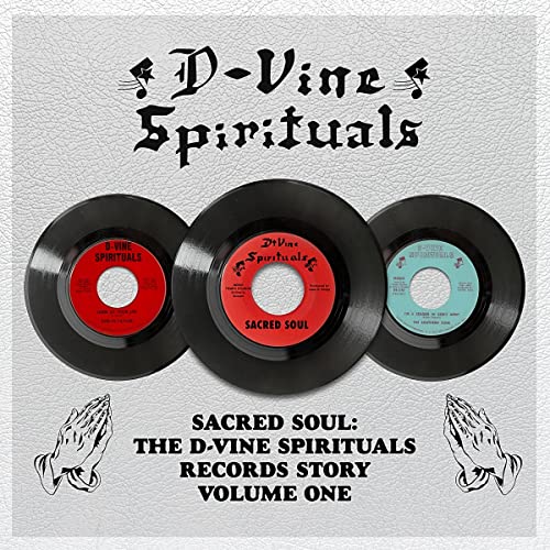 CD cover with three vinyl records, praying hands, and text “D-Vine Spirituals”.