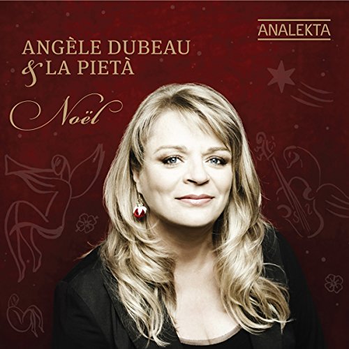 "CD cover featuring a blonde woman against a red background with festive designs."