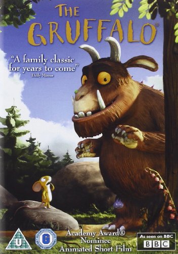 DVD cover featuring a cartoon mouse and the Gruffalo monster in a forest.