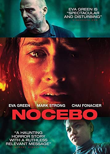 Nocebo" DVD cover featuring Eva Green and Mark Strong in a horror film.