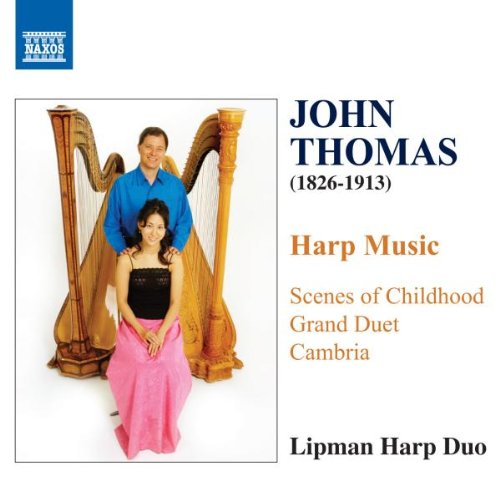 CD cover featuring two harpists standing with golden harps.