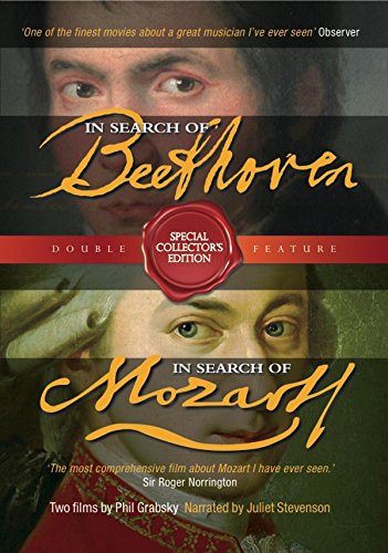 DVD cover featuring close-ups of Beethoven and Mozart with yellow and white text.